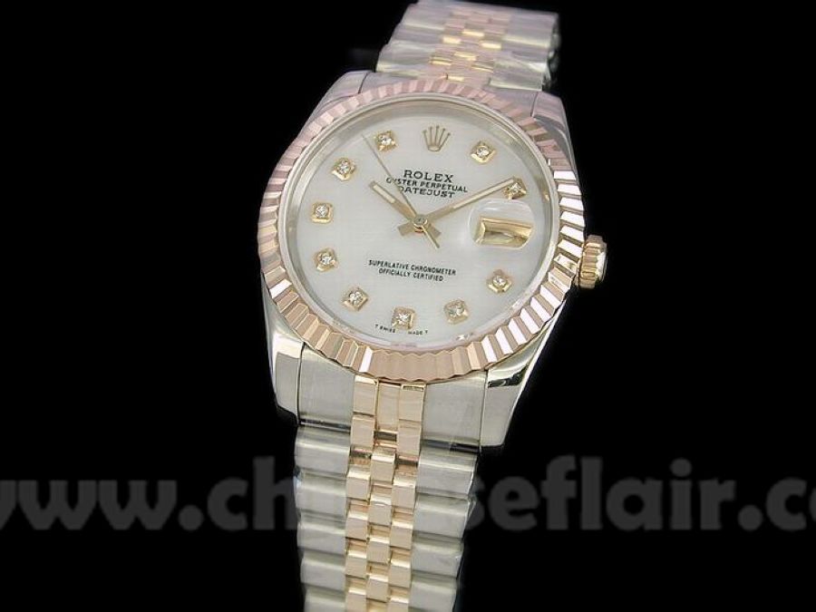 Clone Rolex Datejust 2-Tone Jubilee Band White MOP Watch